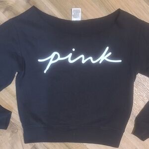 PINK Victoria's Secret Black Off The Shoulder Sweatshirt Size XS